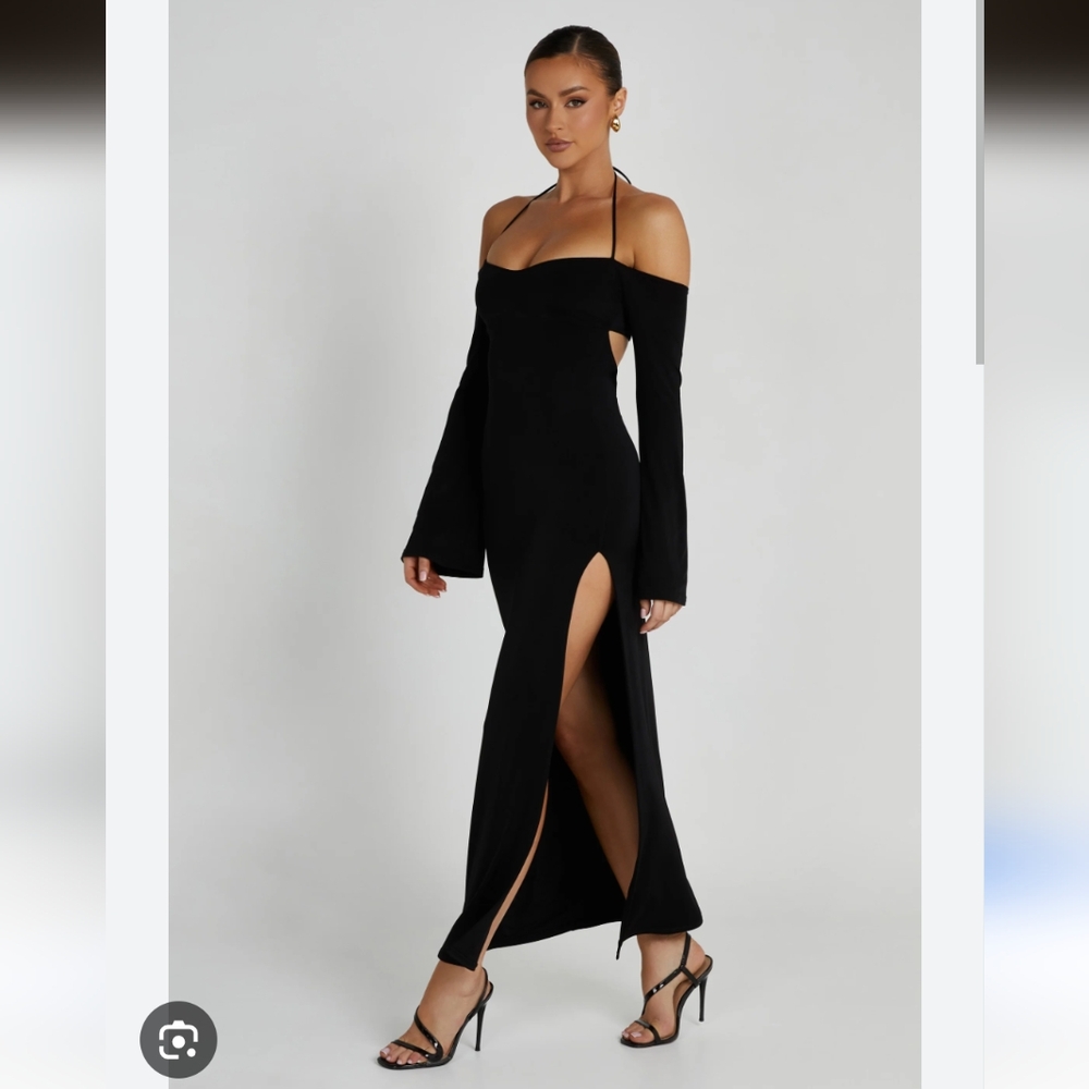 Meshki Tia Slinky Off Shoulder Maxi Dress- S